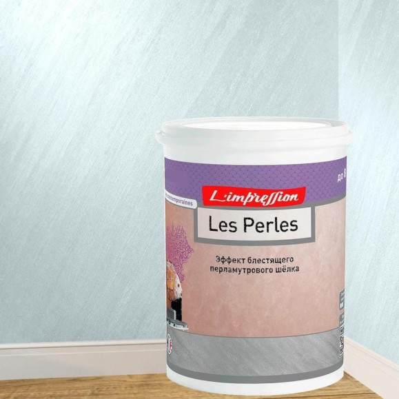 Декоративное покрытие L’impression Les perles 2.5 л, с эффектом блестящего перламутрового шелка, цвет 41101 голубой HZKQXBF1XH