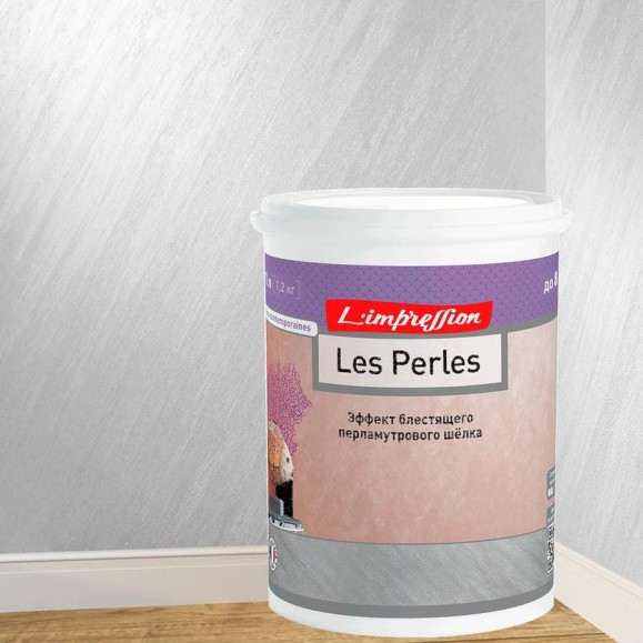 Декоративное покрытие L’impression Les perles 1 л, с эффектом блестящего перламутрового шелка, цвет 41109 серый UPM3WLQKML