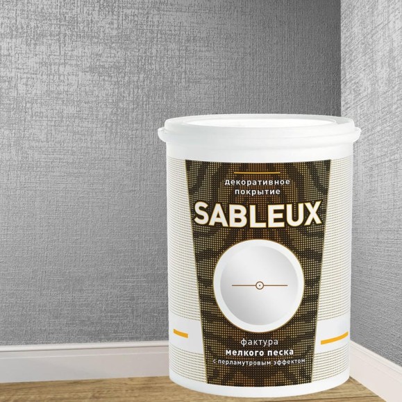 Декоративное покрытие L’impression Sableux 2.5 л, с фактурой мелкого плотного перламутрового песка цвет Серый металлик 32113 9L24PTXYDV