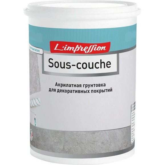 Грунтовка для декоративных покрытий L’impression Sous-couche 2.5 л, пигментированная, цвет 42096 P1YSUFCH53 Грунтовка для декоративных покрытий L’impression Sous-couche 2.5 л, пигментированная, цвет 42096 P1YSUFCH53