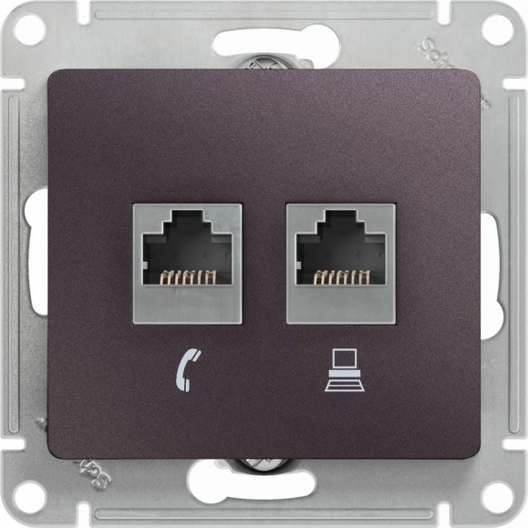 Механизм двойной розетки Systeme Electric Glossa rj11+rj45, категория 5e, сиреневый туман GSL001485 Механизм двойной розетки Systeme Electric Glossa rj11+rj45, категория 5e, сиреневый туман GSL001485