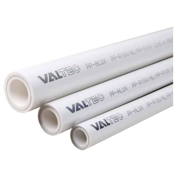 Труба Valtec PP-ALUX, арм. алюминием, PN 25, 50 MM белый (4м) VTp.700.AL25.50
