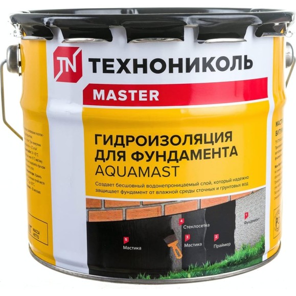 Битумная мастика Технониколь AquaMast, ведро 3 кг TN420915 Битумная мастика Технониколь AquaMast, ведро 3 кг TN420915