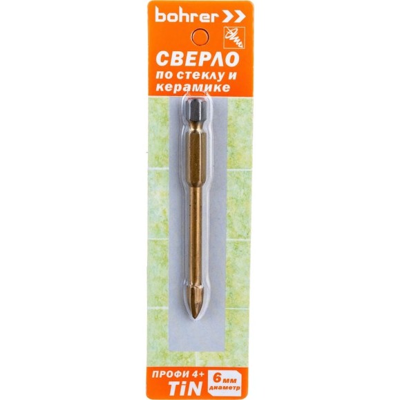 Сверло по стеклу и керамике Профи 4+ (6х75 мм) BOHRER 32040060 Сверло по стеклу и керамике Профи 4+ (6х75 мм) BOHRER 32040060