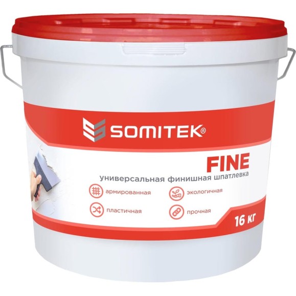 Универсальная финишная шпатлевка SOMITEK FINE 16 кг 36001 Универсальная финишная шпатлевка SOMITEK FINE 16 кг 36001