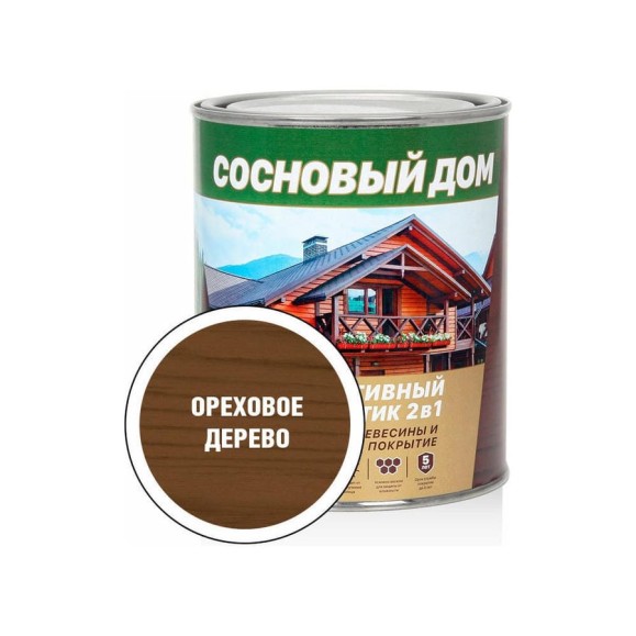 Декоративно-защитный состав для древесины ЗАО Декарт Сосновый дом ореховое дерево, 0.8 л 29520 Декоративно-защитный состав для древесины ЗАО Декарт Сосновый дом ореховое дерево, 0.8 л 29520