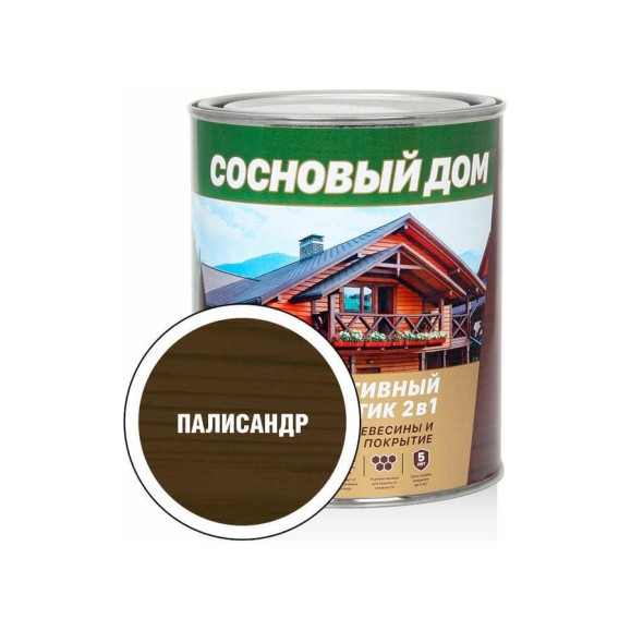 Декоративно-защитный состав для древесины ЗАО Декарт Сосновый дом палисандр, 0.8 л 29521 Декоративно-защитный состав для древесины ЗАО Декарт Сосновый дом палисандр, 0.8 л 29521