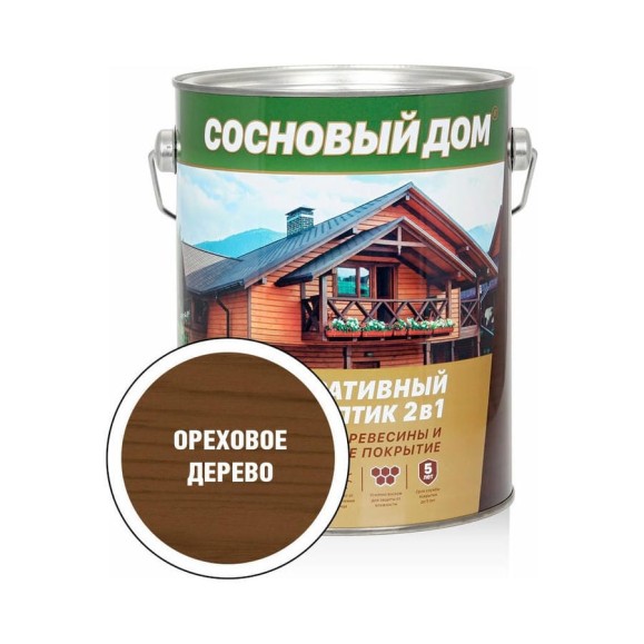 Декоративно-защитный состав для древесины ЗАО Декарт Сосновый дом ореховое дерево, 2.7 л 29532 Декоративно-защитный состав для древесины ЗАО Декарт Сосновый дом ореховое дерево, 2.7 л 29532