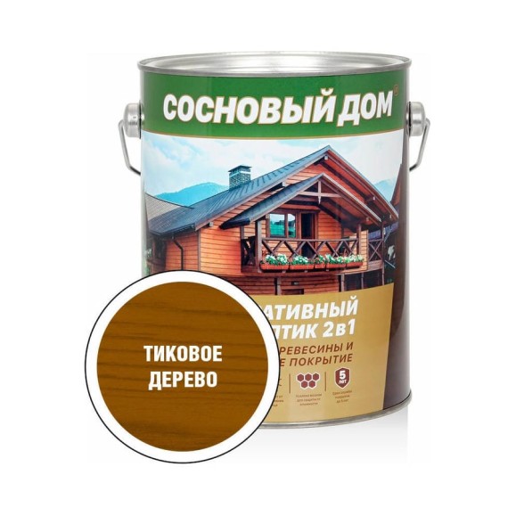 Декоративно-защитный состав для древесины ЗАО Декарт Сосновый дом тиковое дерево, 2.7 л 29534 Декоративно-защитный состав для древесины ЗАО Декарт Сосновый дом тиковое дерево, 2.7 л 29534