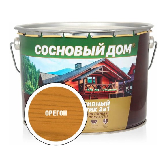 Декоративно-защитный состав для древесины ЗАО Декарт Сосновый дом орегон, 9 л 29539