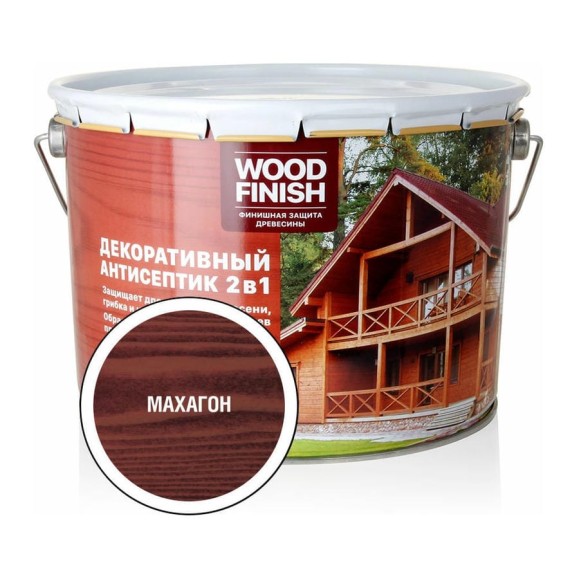 Декоративный антисептик ЗАО Декарт WOOD FINISH для дерева, махагон, 9 л 28483