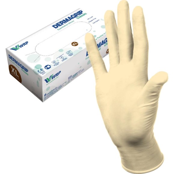 Смотровые латексные перчатки DERMAGRIP CLASSIC 100 штук, размер XL CT0000000693 Смотровые латексные перчатки DERMAGRIP CLASSIC 100 штук, размер XL CT0000000693