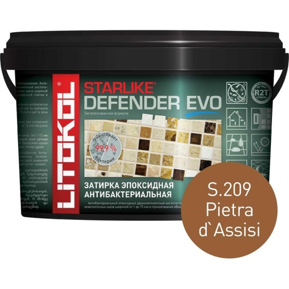 Эпоксидный состав LITOKOL STARLIKE Defender EVO S.209 PIETRA D`ASSISI для укладки и затирки мозаики, керамической плитки 499230002 Эпоксидный состав LITOKOL STARLIKE Defender EVO S.209 PIETRA D`ASSISI для укладки и затирки мозаики, керамической плитки 499230002