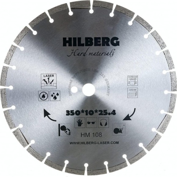 Диск алмазный отрезной Hilberg 350x25.4 Hard Materials Laser HM108 Диск алмазный отрезной Hilberg 350x25.4 Hard Materials Laser HM108