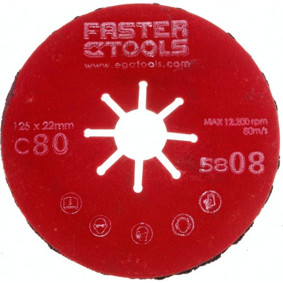 Диск шлифовальный гофрированный 125 мм, P80 FASTER TOOLS 5808 Диск шлифовальный гофрированный 125 мм, P80 FASTER TOOLS 5808