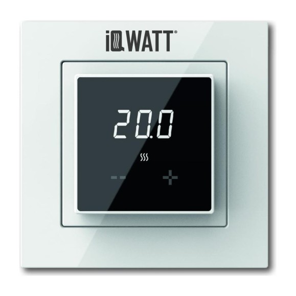 Терморегулятор для теплого пола IQWATT IQ THERMOSTAT D с сенсорными кнопками, не программируемый, белый/черный 418 Терморегулятор для теплого пола IQWATT IQ THERMOSTAT D с сенсорными кнопками, не программируемый, белый/черный 418
