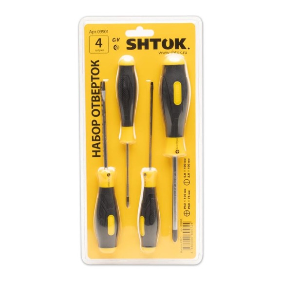 Набор отверток SHTOK 4 шт. блистер 09901 Набор отверток SHTOK 4 шт. блистер 09901