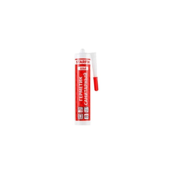 Санитарный силиконовый Герметик STARFIX Sanitary Silicone белый, 300 мл SM-57866 Санитарный силиконовый Герметик STARFIX Sanitary Silicone белый, 300 мл SM-57866