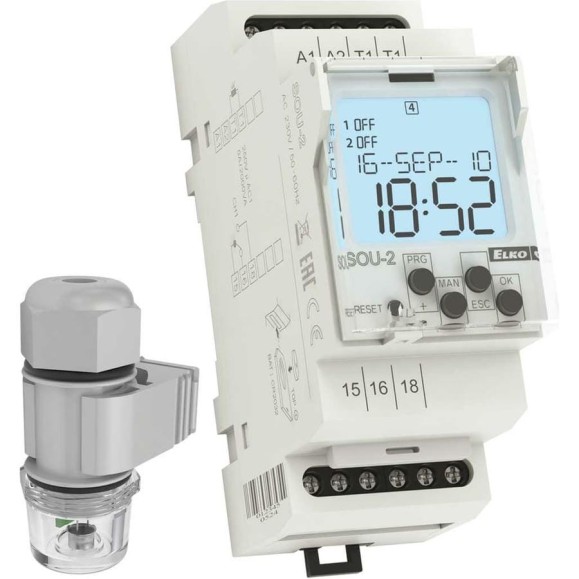 Сумеречный выключатель (фотореле) с сенсором ELKO EP SOU-2/230V_V2 + fotosenzor SKS-200 АС230V 00000000224 Сумеречный выключатель (фотореле) с сенсором ELKO EP SOU-2/230V_V2 + fotosenzor SKS-200 АС230V 00000000224