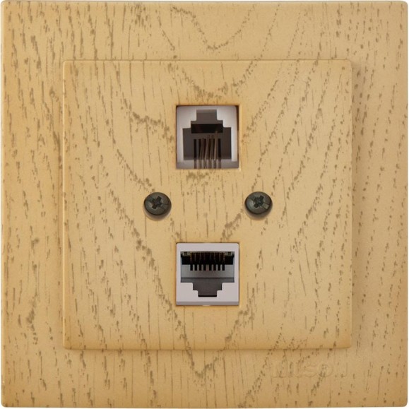 Компьютерная+телефонная розетка Nilson, СУ RJ 45CAT5+RJ11, TOURAN WOOD, клен 24281048 Компьютерная+телефонная розетка Nilson, СУ RJ 45CAT5+RJ11, TOURAN WOOD, клен 24281048