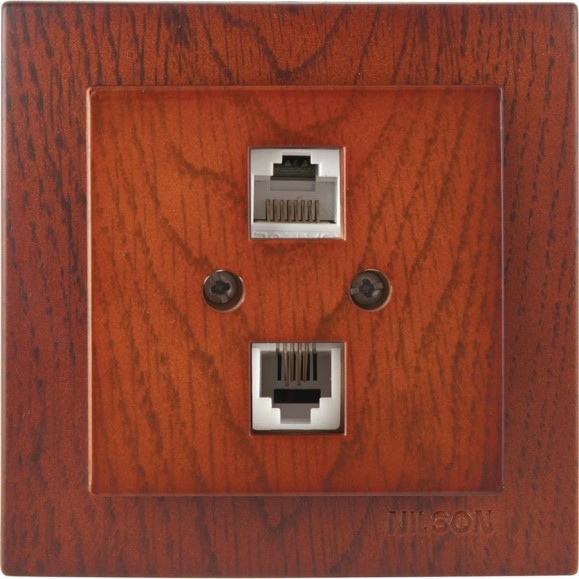 Компьютерная+телефонная розетка Nilson, СУ RJ 45CAT5+RJ11, TOURAN WOOD, черешня 24261048 Компьютерная+телефонная розетка Nilson, СУ RJ 45CAT5+RJ11, TOURAN WOOD, черешня 24261048
