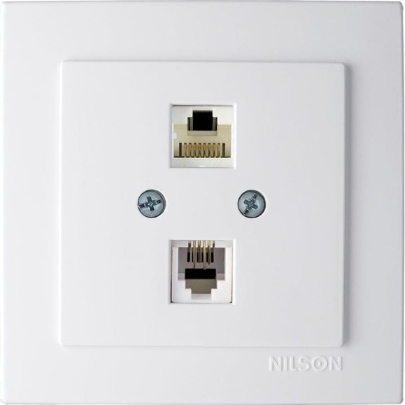 Компьютерная+телефонная розетка Nilson, СУ RJ 45CAT5+RJ11, TOURAN-ALEGRA-THOR, белый 24111048 Компьютерная+телефонная розетка Nilson, СУ RJ 45CAT5+RJ11, TOURAN-ALEGRA-THOR, белый 24111048
