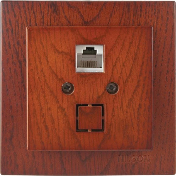 1-местная компьютерная розетка Nilson СУ RJ45 CAT5, TOURAN WOOD, черешня 24261044