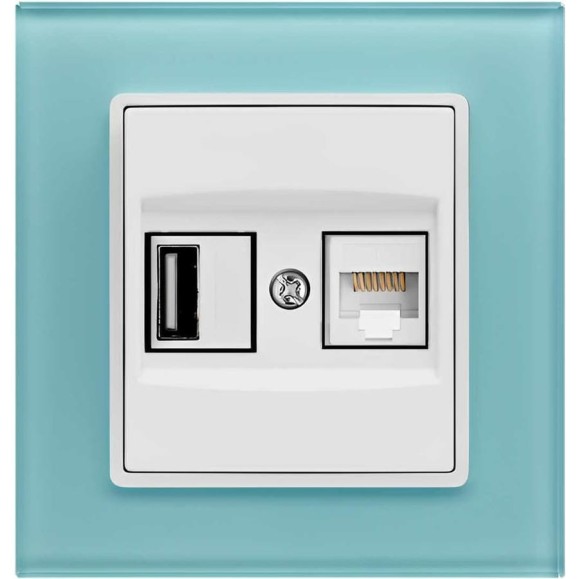 Розетка Metronex Electric Exclusive Blue для USB + сетевого кабеля LAN FRZ00050504SIN Розетка Metronex Electric Exclusive Blue для USB + сетевого кабеля LAN FRZ00050504SIN