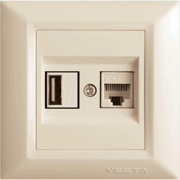 Розетка Metronex Electric Roma Кремовый для USB + LAN FRZ00050204MLK Розетка Metronex Electric Roma Кремовый для USB + LAN FRZ00050204MLK