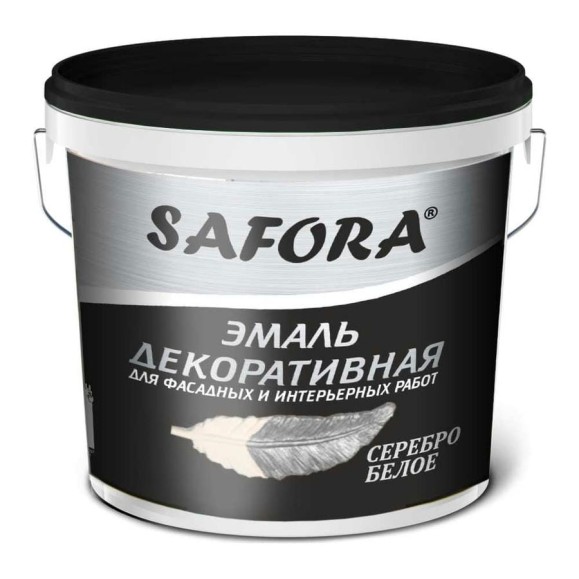 Декоративная акриловая эмаль SAFORA перламутровая, серебро 800 г ЭМ100/2