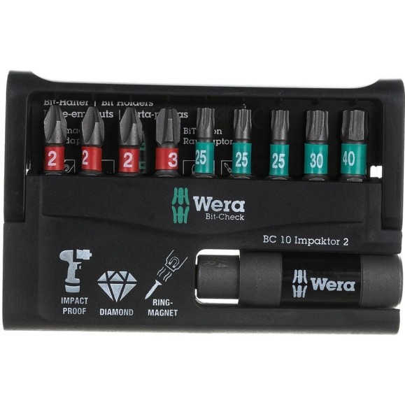 Набор насадок и держателей Wera Импактор 8751/67 -9/IMP DC 25 мм BITS WE-057682