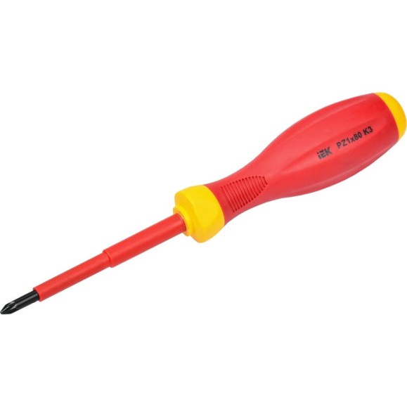 Диэлектрическая отвертка IEK ARMA2L 3 PZ1x80 K3 A2L3-SC30-K3-PZ-10-080 Диэлектрическая отвертка IEK ARMA2L 3 PZ1x80 K3 A2L3-SC30-K3-PZ-10-080