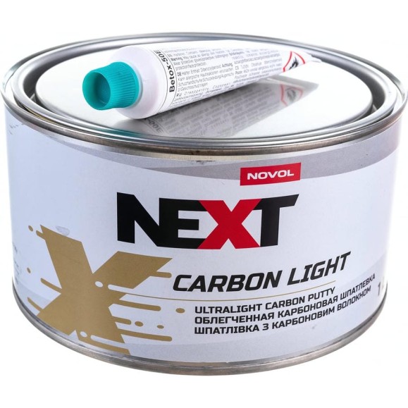 Шпатлевка NOVOL CARBON LIGHT с карбоном и стекловолокном, облегченная, банка 1 л, с отвердителем 90952 Шпатлевка NOVOL CARBON LIGHT с карбоном и стекловолокном, облегченная, банка 1 л, с отвердителем 90952