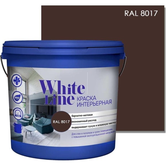 Интерьерная краска White Line ral 8017 ведро 2,7 л/3,8 кг 4690417099092 Интерьерная краска White Line ral 8017 ведро 2,7 л/3,8 кг 4690417099092