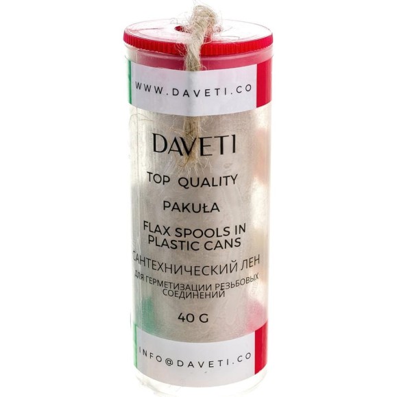 Сантехнический лён DAVETI в банке, 40 грамм, шпуля LEND40 Сантехнический лён DAVETI в банке, 40 грамм, шпуля LEND40
