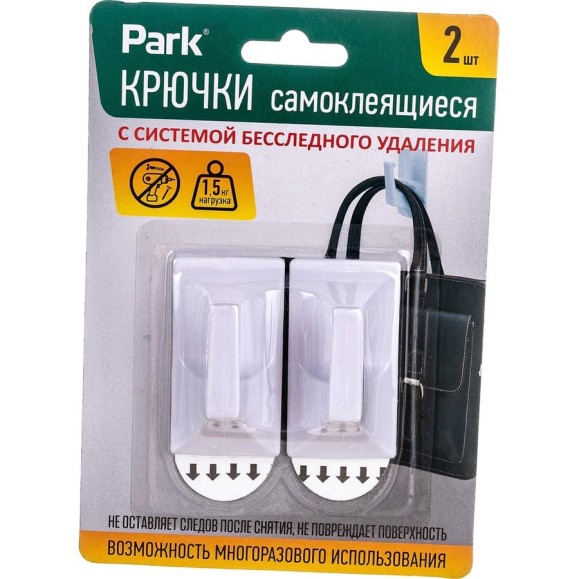 Самоклеящиеся крючки Park ABS-пластик, 2 шт. 008080 Самоклеящиеся крючки Park ABS-пластик, 2 шт. 008080