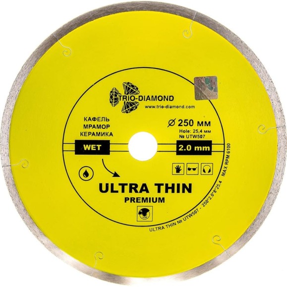 Диск алмазный отрезной TRIO-DIAMOND сплошной ультратонкий 250x25.4 Ultra Thin Premium UTW507 Диск алмазный отрезной TRIO-DIAMOND сплошной ультратонкий 250x25.4 Ultra Thin Premium UTW507