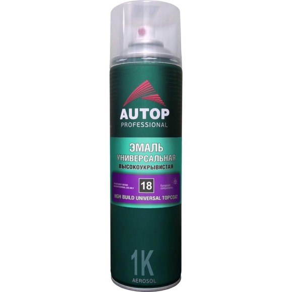 Эмаль акриловая универсальная высокоукрывистая AUTOP Professional №18, черный матовый, аэрозоль 650 мл ATP-A07347 Эмаль акриловая универсальная высокоукрывистая AUTOP Professional №18, черный матовый, аэрозоль 650 мл ATP-A07347