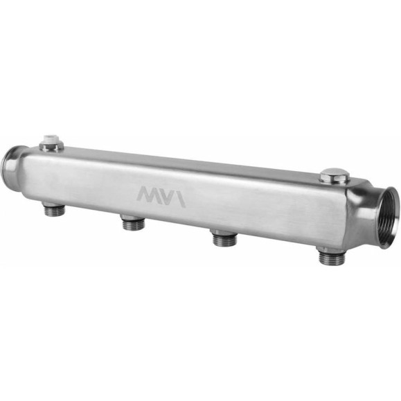 Коллектор MVI из нержавеющей стали, м\ц 100мм, 1"x1/2", 4 выхода (пара) ML.404.06 Коллектор MVI из нержавеющей стали, м\ц 100мм, 1"x1/2", 4 выхода (пара) ML.404.06