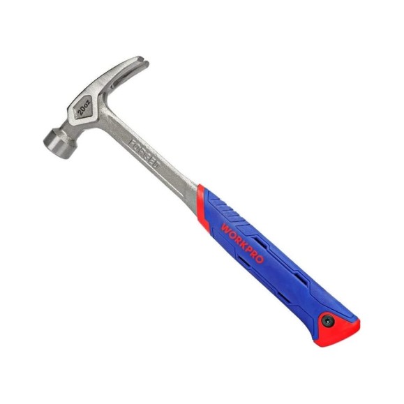 Молоток-гвоздодер WORKPRO 560г, цельнометаллический, кованый WP241015