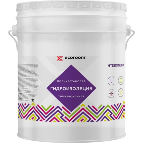 Полиуретановая универсальная гидроизоляция ECOROOM HYDRONEED серая, 20 кг 443-1-20 Полиуретановая универсальная гидроизоляция ECOROOM HYDRONEED серая, 20 кг 443-1-20