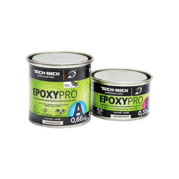 Клей эпоксидный TECH-NICK EpoxyPro (прозрачный/густой) 0,66+0,33кг 170.210.150 Клей эпоксидный TECH-NICK EpoxyPro (прозрачный/густой) 0,66+0,33кг 170.210.150