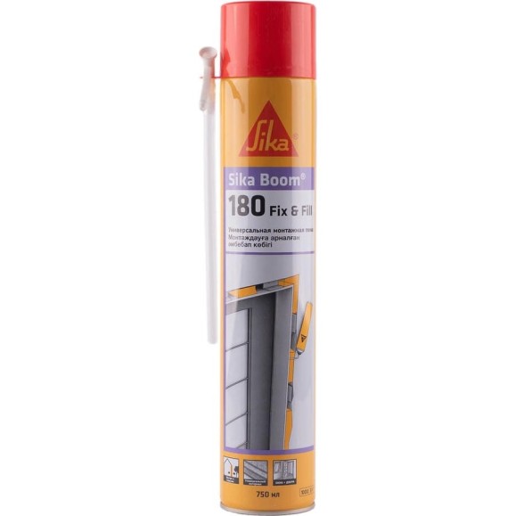 Универсальная полиуретановая пена SIKA Boom-180 Fix/Fill с трубкой Баллон 750мл, 870гр. 613713 Универсальная полиуретановая пена SIKA Boom-180 Fix/Fill с трубкой Баллон 750мл, 870гр. 613713