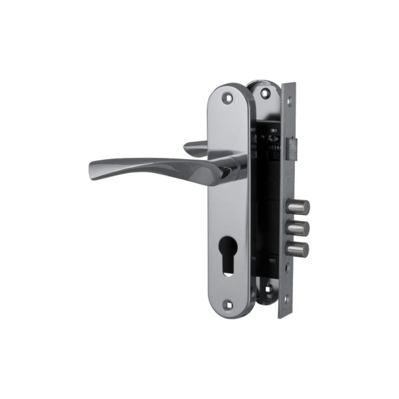 Цилиндровый замок с в комплекте с ручкой FUARO LOCKSET.1511W/B CP хром 27017 Цилиндровый замок с в комплекте с ручкой FUARO LOCKSET.1511W/B CP хром 27017
