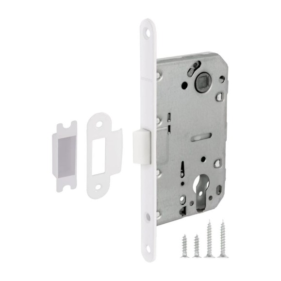 Корпус врезного замка c защёлкой FUARO PLASTP85C-50 (P85C-50) WH белый 41761