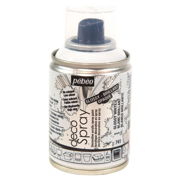 Краска PEBEO decoSpray на водной основе, аэрозоль, 100 мл, белый глянцевый 533381 Краска PEBEO decoSpray на водной основе, аэрозоль, 100 мл, белый глянцевый 533381