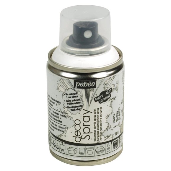 Краска PEBEO decoSpray на водной основе, аэрозоль, 100 мл, белый 533384 Краска PEBEO decoSpray на водной основе, аэрозоль, 100 мл, белый 533384