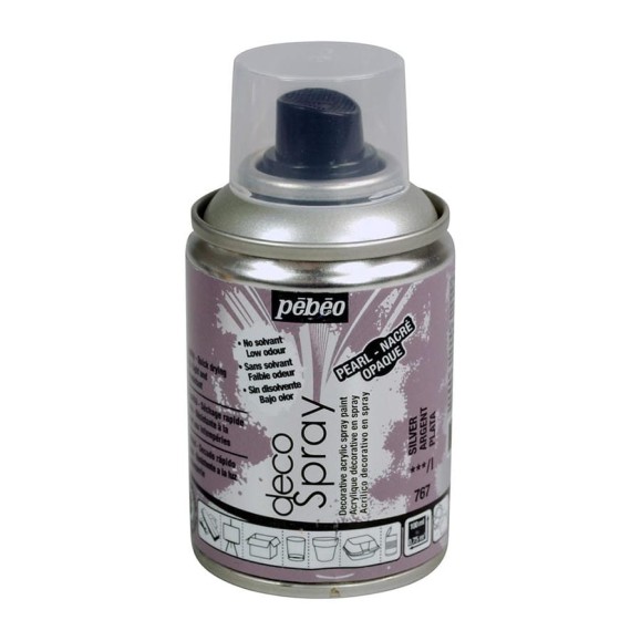 Краска PEBEO decoSpray на водной основе, аэрозоль, 100 мл, под серебро 533388 Краска PEBEO decoSpray на водной основе, аэрозоль, 100 мл, под серебро 533388