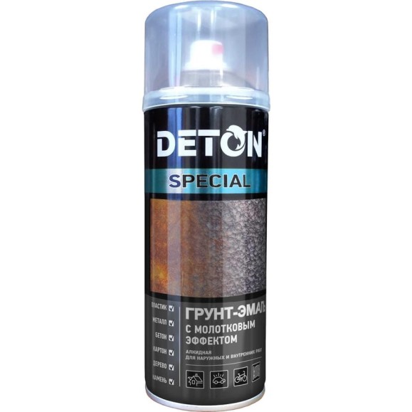 Молотковая грунт-эмаль DETON серый, аэрозоль 520 мл DTN-A70704