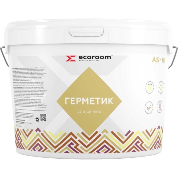 Герметик акриловый ECOROOM AS-16 для дерева, белый, 3 кг 225-1-3/бел Герметик акриловый ECOROOM AS-16 для дерева, белый, 3 кг 225-1-3/бел